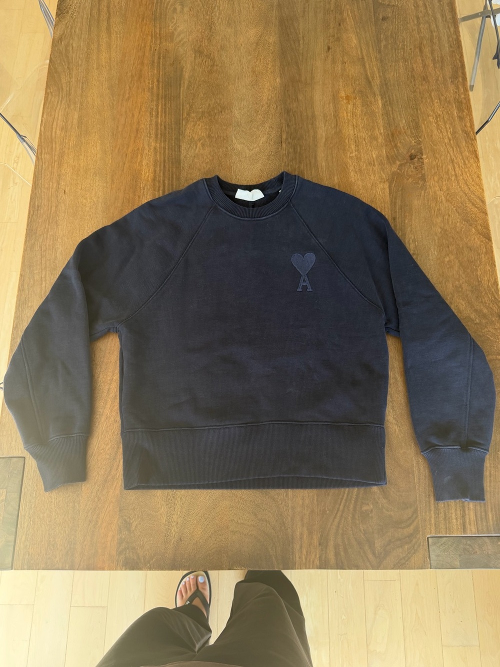 Ami Navy Crewneck Sweatshirt with Heart 'A' Logo
